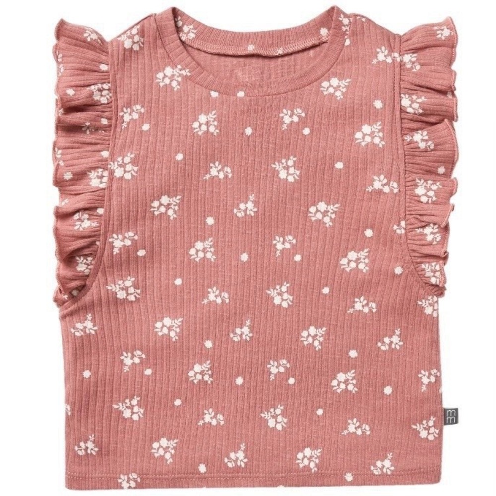 Modern Moments By Gerber Toddler Girl Organic Ruffled Sleeve Top New with Tags
